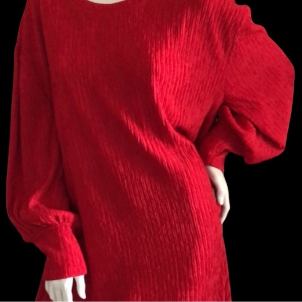 🎁🥂Host Pick🥂 New Eloquii Red Textured Fabric Long Sleeve Retro Dress - Picture 13 of 15